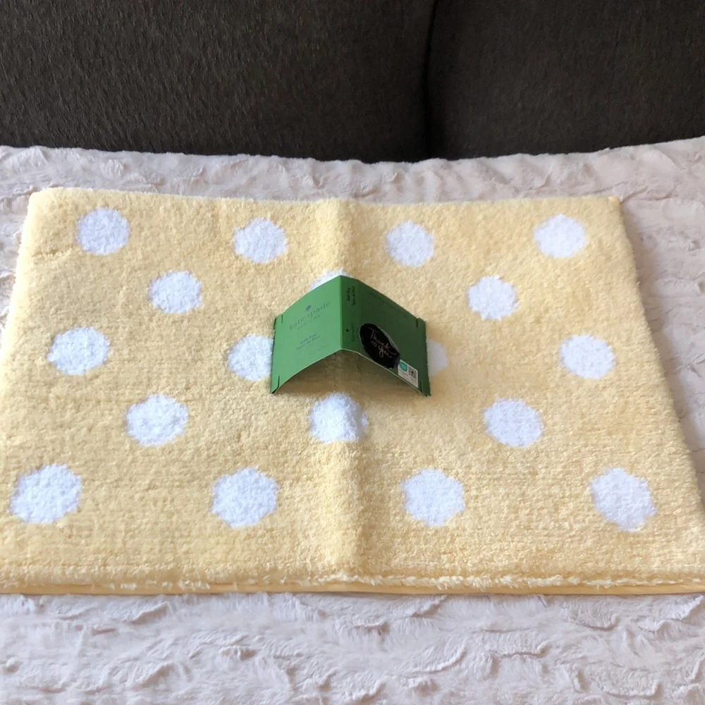 kate spade Yellow and White Polka Dot Bath Rug Mat